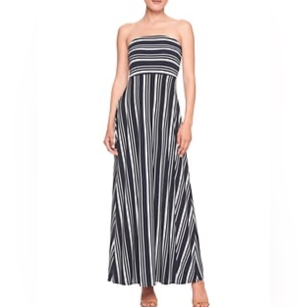 New Banana Republic Strapless Striped Maxi Dress